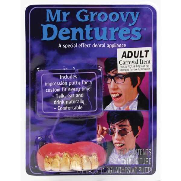 Bristol Novelty Mr Groovy Tandproteser Falska tänder med avtryckskitt