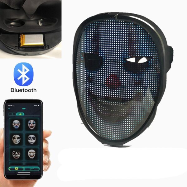 LED Face Transforming Luminous Face Mask för fester - Uppladdningsbar